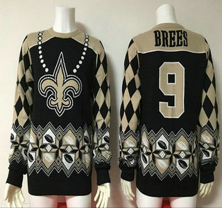 Men's New Orleans Saints #9 Drew Brees Multicolor NFL Sweater