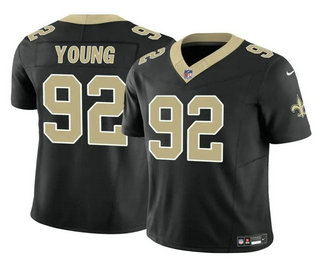 Men's New Orleans Saints #92 Chase Young Black 2023 FUSE Vapor Limited Stitched Jersey