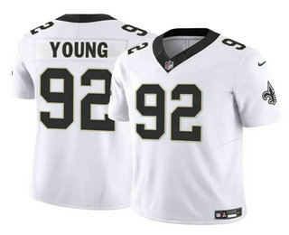 Men's New Orleans Saints #92 Chase Young White 2023 FUSE Vapor Limited Stitched Jersey