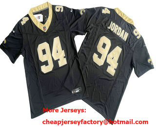 Men's New Orleans Saints #94 Cameron Jordan Black 2023 FUSE Vapor Untouchable Stitched Jersey