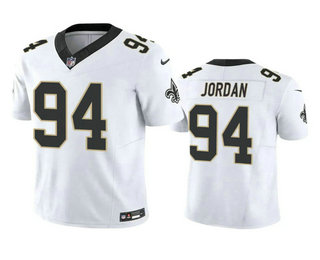 Men's New Orleans Saints #94 Cameron Jordan White 2023 FUSE Vapor Limited Stitched Jersey