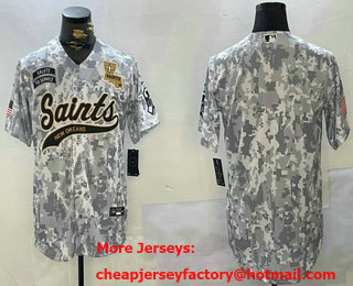 Men's New Orleans Saints Blank Arctic Camo 2024 Salute to Service Stitched Baseball Jersey