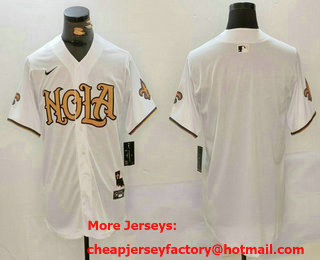 Men's New Orleans Saints Blank White Nola Baseball Jersey