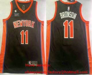 Men's New York Knicks #11 Jalen Brunson Black 6 Patch Nike 2023 City Edition Stitched Jersey