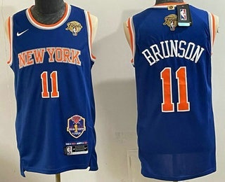 Men's New York Knicks #11 Jalen Brunson Blue 2026 Finals Champions Patch Fashion Stitched Jersey 2