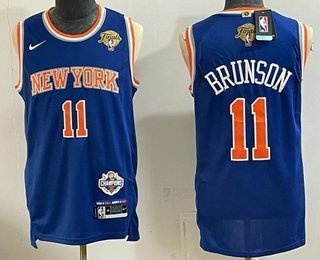 Men's New York Knicks #11 Jalen Brunson Blue 2026 Finals Champions Patch Fashion Stitched Jersey