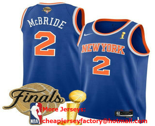 Men's New Yok Knicks #2 Miles McBride Blue 2026 Finals Patch And Finals Champions Patch Icon Edition Stitched Jersey