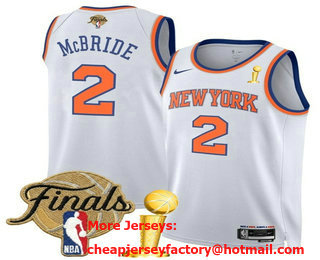 Men's New Yok Knicks #2 Miles McBride White 2026 Finals Patch And Champions Patch Association Edition Stitched Jersey