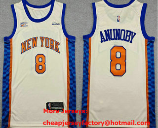 Men's New Yok Knicks #8 OG Anunoby Cream 2025 City Sponsor Swingman Jersey