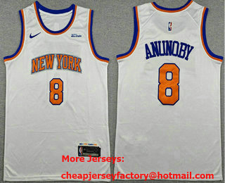 Men's New Yok Knicks #8 OG Anunoby White Icon Sponsor Swingman Jersey