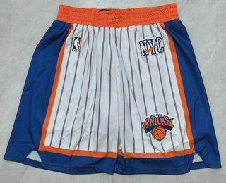 Men's New Yok Knicks White Pinstripe City Edition Stitched Shorts
