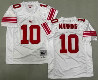 Men's New York Giants #10 Eli Manning White 2007 Throwback Jersey