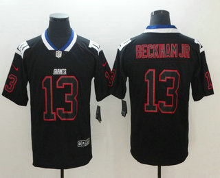 Men's New York Giants #13 Odell Beckham Jr 2018 Black Lights Out Color Rush Stitched NFL Nike Limited Jersey