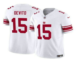 Men's New York Giants #15 Tommy DeVito White 2023 FUSE Vapor Limited Stitched Jersey