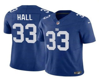 Men's New York Giants #33 Hassan Hall Blue 2023 FUSE Vapor Limited Stitched Jersey