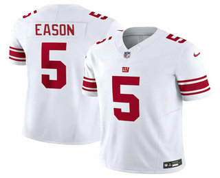 Men's New York Giants #5 Jacob Eason White 2023 FUSE Vapor Limited Stitched Jersey