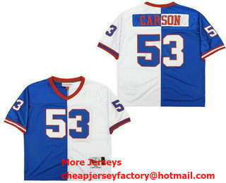 Men's New York Giants #53 Harry Carson Blue White Split Throwback Jersey