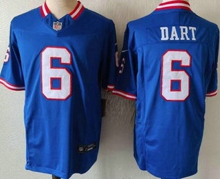 Men's New York Giants #6 Jaxson Dart Limited Blue Classic FUSE Vapor Jersey