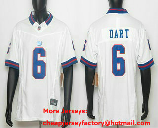 Men's New York Giants #6 Jaxson Dart Limited White Throwback FUSE Vapor Jersey