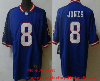 Men's New York Giants #8 Daniel Jones Limited Blue Classic Vapor Jersey