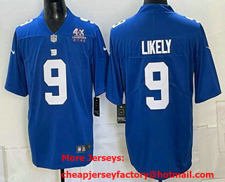 Men's New York Giants #9 Isaiah Likely Limited Blue 4x Super Bowl Champions Vapor Jersey