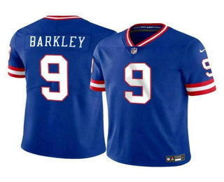 Men's New York Giants #9 Matt Barkley Blue 2023 FUSE Throwback Vapor Limited Stitched Jersey
