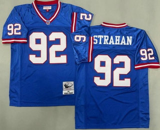 Men's New York Giants #92 Michael Strahan Blue 1993 Throwback Jersey