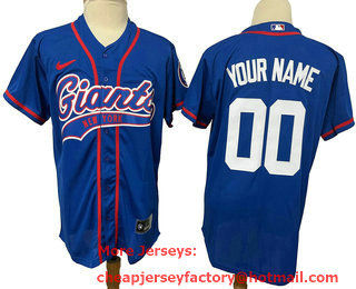 Men's New York Giants Blank Blue Stitched MLB Cool Base Nike Baseball Jersey