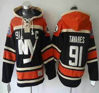 Men's New York Islanders #91 John Tavares Old Time Hockey 2015 Black Hoody