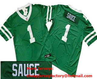 Men's New York Jets #1 Sauce Gardner Limited Green Nickname Sauce FUSE Vapor Jersey