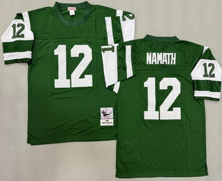 Men's New York Jets #12 Joe Namath Green 1968 Throwback Jersey