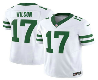 Men's New York Jets #17 Garrett Wilson White 2023 FUSE Vapor Limited Throwback Stitched Jersey