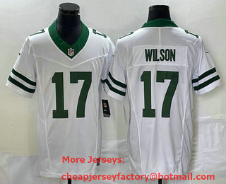 Men's New York Jets #17 Garrett Wilson White 2023 FUSE Vapor Limited Throwback Stitched Jersey