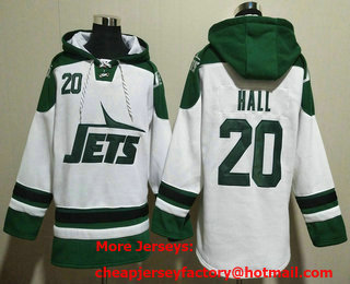 Men's New York Jets #20 Breece Hall White Ageless Must Have Lace Up Pullover Hoodie