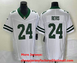 Men's New York Jets #24 Darrelle Revis White 2023 FUSE Vapor Limited Throwback Stitched Jersey