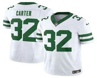 Men's New York Jets #32 Michael Carter White 2023 FUSE Vapor Limited Throwback Stitched Jersey