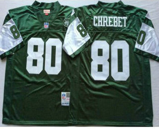 Men's New York Jets #80 Wayne Chrebet Green M&N Throwback Jersey