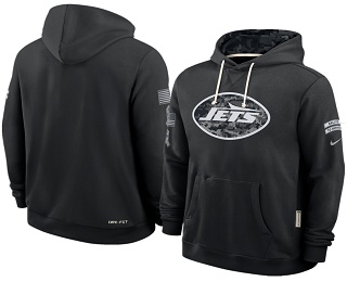 Men's New York Jets Black 2026 Salute to Service Sideline Pullover Hoodie