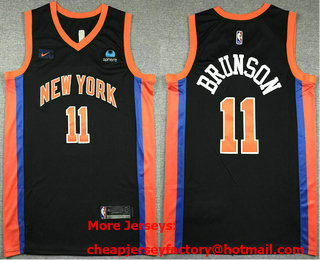 Men's New York Knicks #11 Jalen Brunson Black 2023 City Icon Sponsor Swingman Jersey