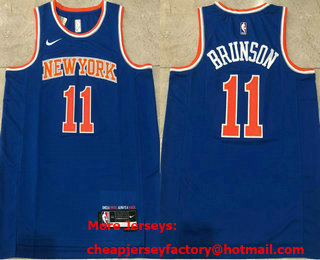 Men's New York Knicks #11 Jalen Brunson Blue Icon AU Jersey