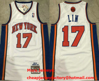 Men's New York Knicks #17 Jeremy Lin 2011-12 White Hardwood Classics AU Throwback Jersey