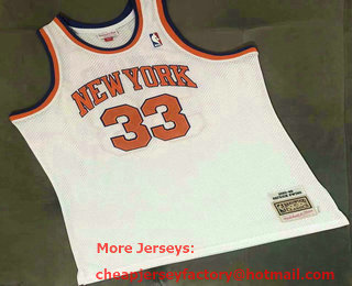Men's New York Knicks #33 Patrick Ewing White 1985-86 Hardwood Classics Soul AU Throwback Jersey