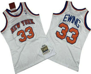 Men's New York Knicks #33 Patrick Ewing White 1985 Throwback Swingman Jersey