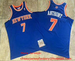 Men's New York Knicks #7 Carmelo Anthony 2012-13 Blue Hardwood Classics Swingman Throwback Jersey
