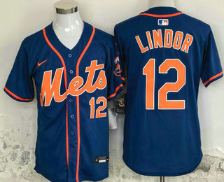 Men's New York Mets #12 Francisco Lindor Blue Limited Stitched Jersey