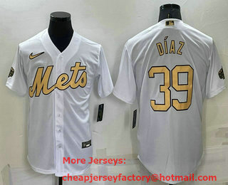 Men's New York Mets #39 Edwin Diaz White 2022 All Star Stitched Cool Base Nike Jersey