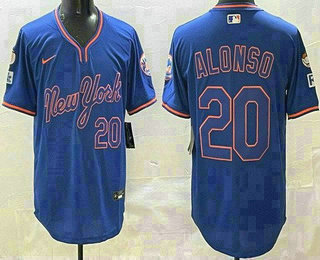 Men's New York Mets #20 Pete Alonso Blue Alternate Cool Base Jersey