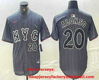 Men's New York Mets #20 Pete Alonso Number Grey 2024 City Connect Cool Base Stitched Jersey