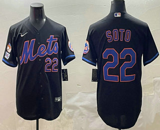 Men's New York Mets #22 Juan Soto Black 2025 Spring Training Limited Stitched Jersey