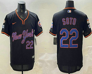 Men's New York Mets #22 Juan Soto Black 2025 Spring Training Jersey